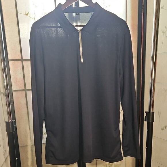 Source Unknown Other - Lightweight Black Shirt with Stand-Up Collar and Long Sleeves